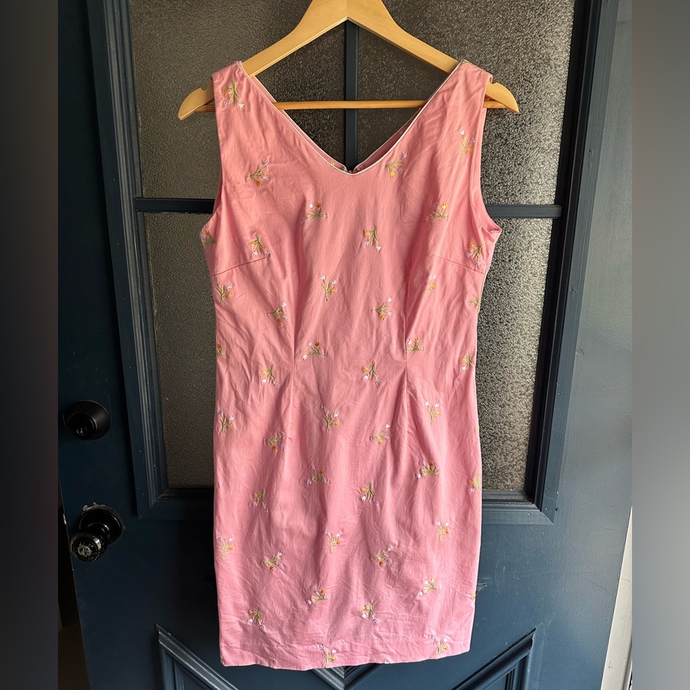 Amanda Smith Pink Embroidered Midi Dress